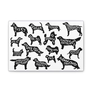 Raça de cachorro, impressão em tela, presente para amantes de animais de estimação, decoração de parede, 12x8