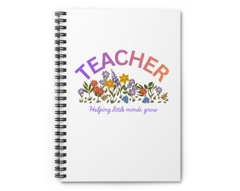 Teacher Floral Notebook | Spiral Ruled Journal
