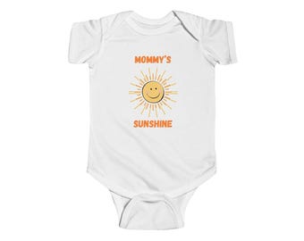 Mommy's Sunshine infant bodysuit | smiling sun baby onesie, retro orange yellow