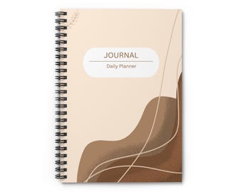 Minimal Abstract Waves Journal Notebook, Spiral Ruled Daily Planner