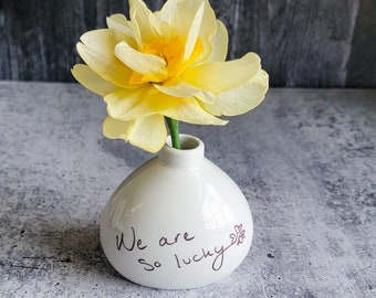 Bud Vase with Handwriting