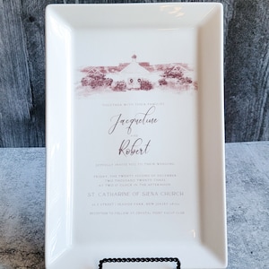 Wedding Invitation Custom Ceramic Pottery: Anniversary, Bridal Shower, Oven and Dishwasher Safe