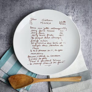 Recipe Plate: Custom Ceramic Pottery With Your Handwriting and Photos