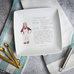 Ceramic Recipe Plate Custom Pottery with Handwriting and Photo