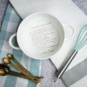 Soup Cereal Bowl with Your Handwritten Recipe or Note