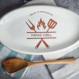 Grill Platter: Personalized Ceramic Platter or Tray, Father's Day Gift image 9