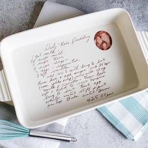 Ceramic Baking Dish 13x9" Casserole Pan With Handwriting and Photo Oven Safe