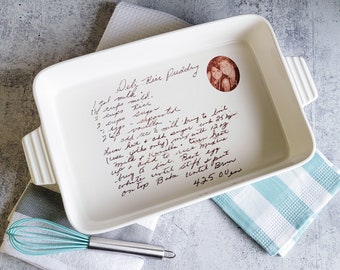 Ceramic Baking Dish 13x9" Casserole Pan With Handwriting and Photo Oven Safe