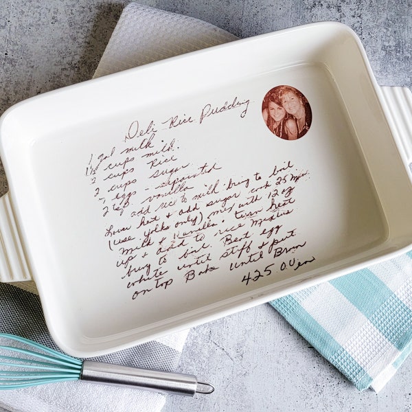 Ceramic Baking Dish 13x9" Casserole Pan With Handwriting and Photo Oven Safe