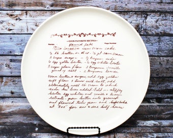 Ceramic Recipe Plate with Your Handwritten Family Recipe and Photo