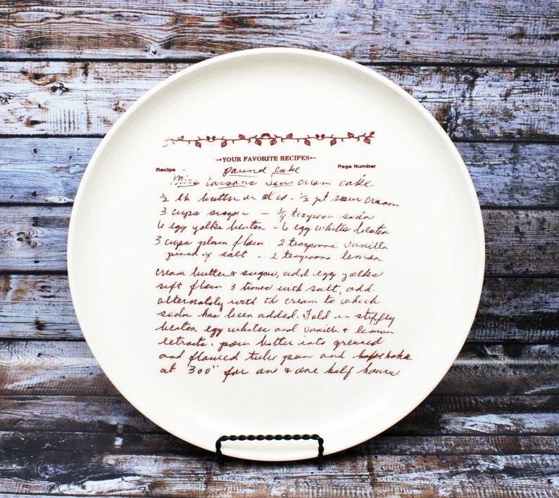 Ceramic Recipe Plate with Your Handwritten Family Recipe and Photo image 1