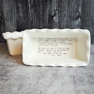 Loaf Bread Pan with Recipe Custom Ceramic Pottery Oven Safe