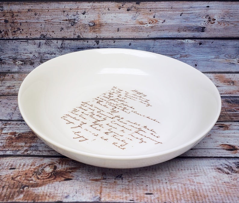 Ceramic Recipe Bowl Custom Pottery with Handwritten Recipe image 5