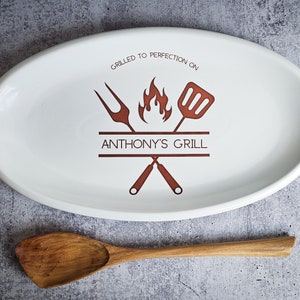 Grilling Gift Personalized Ceramic Platter Father's Day Gift
