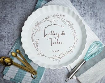 Wedding Anniversary Pottery, Custom Ceramic Pie Tart Quiche Dish