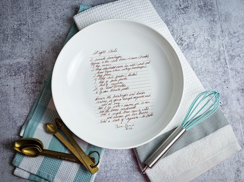 Ceramic Recipe Bowl Custom Pottery with Handwritten Recipe image 1