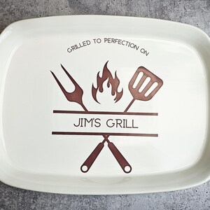 Grill Platter: Personalized Ceramic Platter or Tray, Father's Day Gift image 6
