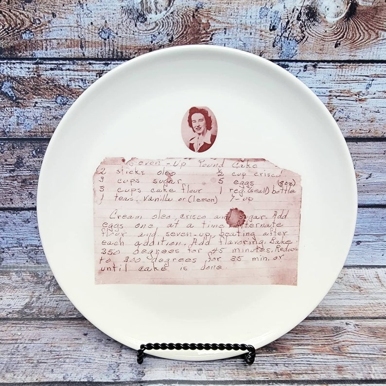 Ceramic Recipe Plate with Your Handwritten Family Recipe and Photo image 3