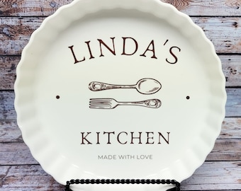 Pie Dish with Name Custom Pottery Tart Pan Quiche Dish