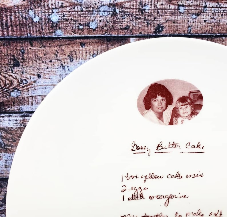 Ceramic Recipe Plate with Your Handwritten Family Recipe and Photo image 2