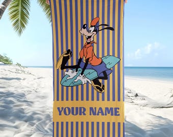 Personlig Långbensstrandhandduk, Disney Långbensbadhandduk, Poolhandduk, Disneyland-present till barn, Barnstrandhandduk, Sommarsemester