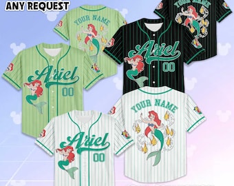 Personalized Ariel The Litlte Mermaid Baseball Jersey, Custom Disney Ariel Jersey Shirt, Funny Birthday Gifts For Fans, Ariel Disney Jersey