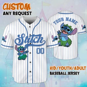 Custom Disney Stitch Baseball Jersey, Disney Lilo and Stitch Jersey, Disneyland Baseball Team Outfit, Birthday Gift For Fans