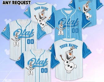 Camiseta de béisbol personalizada de Olaf, camiseta personalizada de Frozen de Disney, bonito disfraz de muñeco de nieve, camiseta familiar a juego de Frozen de Disney