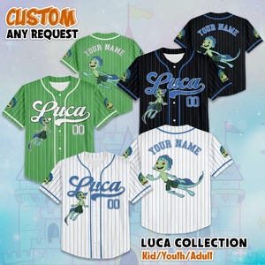 Custom Disney Luca Baseball Jersey, Sea Monster Pixar Jersey, Personalized Jersey for Fans, Matching Disney Trip Outfit