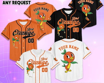 Personalized Orange Bird Baseball Jersey, Custom Disney Funny Summer Bird Epcot Park Jersey, Disneyland Baseball Team Outfit
