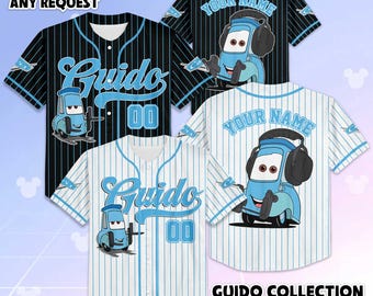 Personalized Guido Baseball Jersey, Custom Disney Cars Guido Shirt, Disneyland Jersey Gift for Kids & Disney Fans