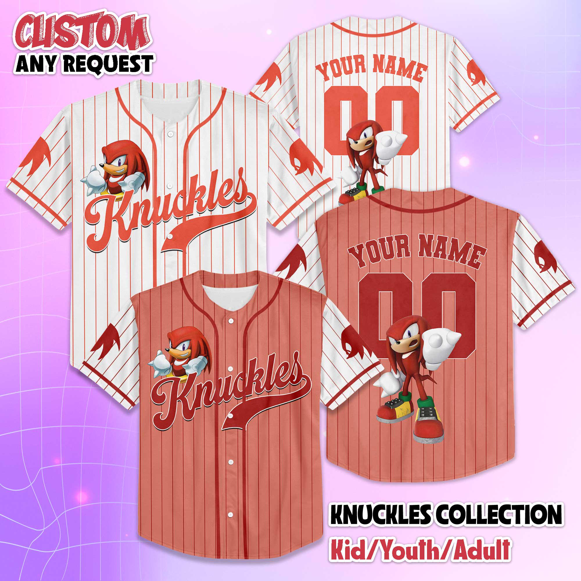 Discover Custom Knuckles The Hedgehog Baseball Jersey, Knuckles Baseball Jersey, Sonic Party Jersey, Sonic Birthday Gift