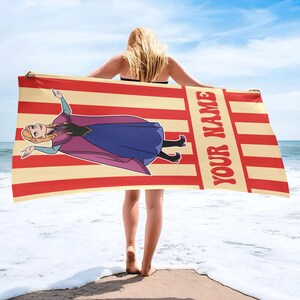 Custom Frozen Beach Towel, Frozen Movie Beach Towels, Custom Name Beach Towel, Disney Elsa Anna Beach Towel Gift image 5