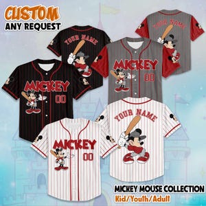 Custom Mickey Mouse Collection Baseball Jersey, Disney Disney Mickey Mouse Jersey, Disneyland Baseball Team Outfit, Birthday Gift