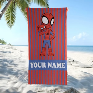 Personlig Spiderman-strandhandduk, superhjälte-strandhandduk, Disney-sommarresa, Spiderman-presentstrandhandduk bild 1