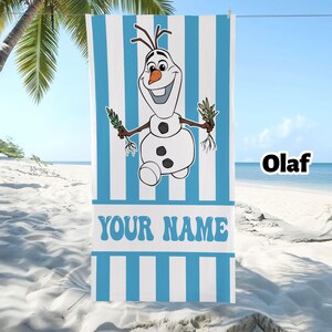 Custom Frozen Beach Towel, Frozen Movie Beach Towels, Custom Name Beach Towel, Disney Elsa Anna Beach Towel Gift image 4