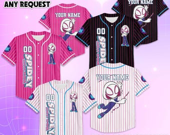 Personalized Ghost-Spider Baseball Jersey, Custom Spidey and His Amazing Friends Shirt, Disney Baseball Team Outfit, Gift for Disney Fans