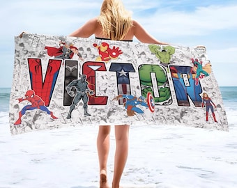 Personalisiertes The Avengers Strandtuch, Hulk Captain American Thor Strandtuch, Hulk Held Handtuch, Superheld Thema Handtuch