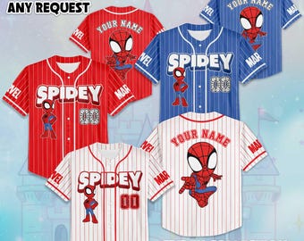 Custom Spidey Collection Baseball Jersey, Disney Spidey and His Amazing Friends Baseball Jersey Sports Team, Funny Birthday Gifts For Fans