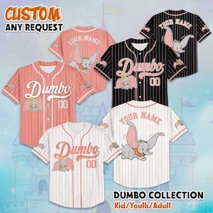 Personalized Disney Dumbo Baseball Jersey, Disney Baseball Jersey Sports Team, Funny Birthday Gifts For Fans, Elephant Disney Jersey
