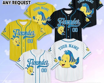 Personalized Flounder Collection Baseball Jersey, Custom Disney The Litlte Mermaid Shirt, Gift for Disney Fans