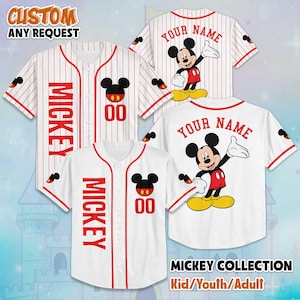 Custom Mickey Mouse Collection Baseball Jersey, Disney Mickey and Friends Jersey,Mickey Baseball Shirt, Disney Magic Kingdom Outfit for Fans