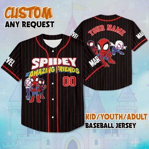 Personalized Spidey and His Amazing Friends Baseball Jersey, Custom Disney Junior Shirt, Spidey Outfit, Matching Family Jersey