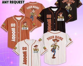 Camiseta de béisbol personalizada de Woody, camiseta de béisbol de Woody de Toy Story de Disney, atuendo a juego para el viaje de Disney, regalo de cumpleaños de Woody