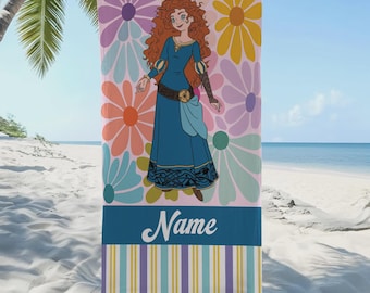 Personalized Disney Merida Beach Towel, Disneyland Princess Towels, Birthday Girl Gifts, Kids Beach Towel, Baby Shower Gift Boy Girl
