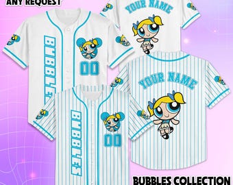 Custom Bubbles Baseball Jersey, Personalized Cartoon Network Team Outfit, Birthday Gift