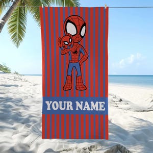 Personlig Spiderman-strandhandduk, superhjälte-strandhandduk, Disney-sommarresa, Spiderman-presentstrandhandduk bild 3