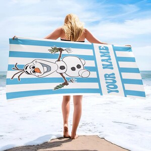 Custom Frozen Beach Towel, Frozen Movie Beach Towels, Custom Name Beach Towel, Disney Elsa Anna Beach Towel Gift image 7