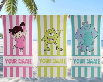 Custom Monsters, incl. strandlaken, Funny Monsters Inc-strandlaken, zomervakantiecadeau, Magic Kingdom-cadeau, handdoek Mike en Sully