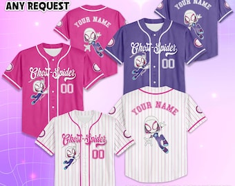 Custom Ghost-Spider Baseball Jersey, Spidey and His Amazing Friends Shirt, Disney Baseball Team Outfit, Birthday Gift